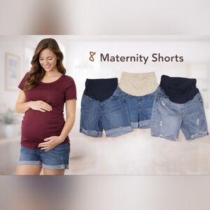 8 Maternity Denim Shorts Bundle with Belly Panels